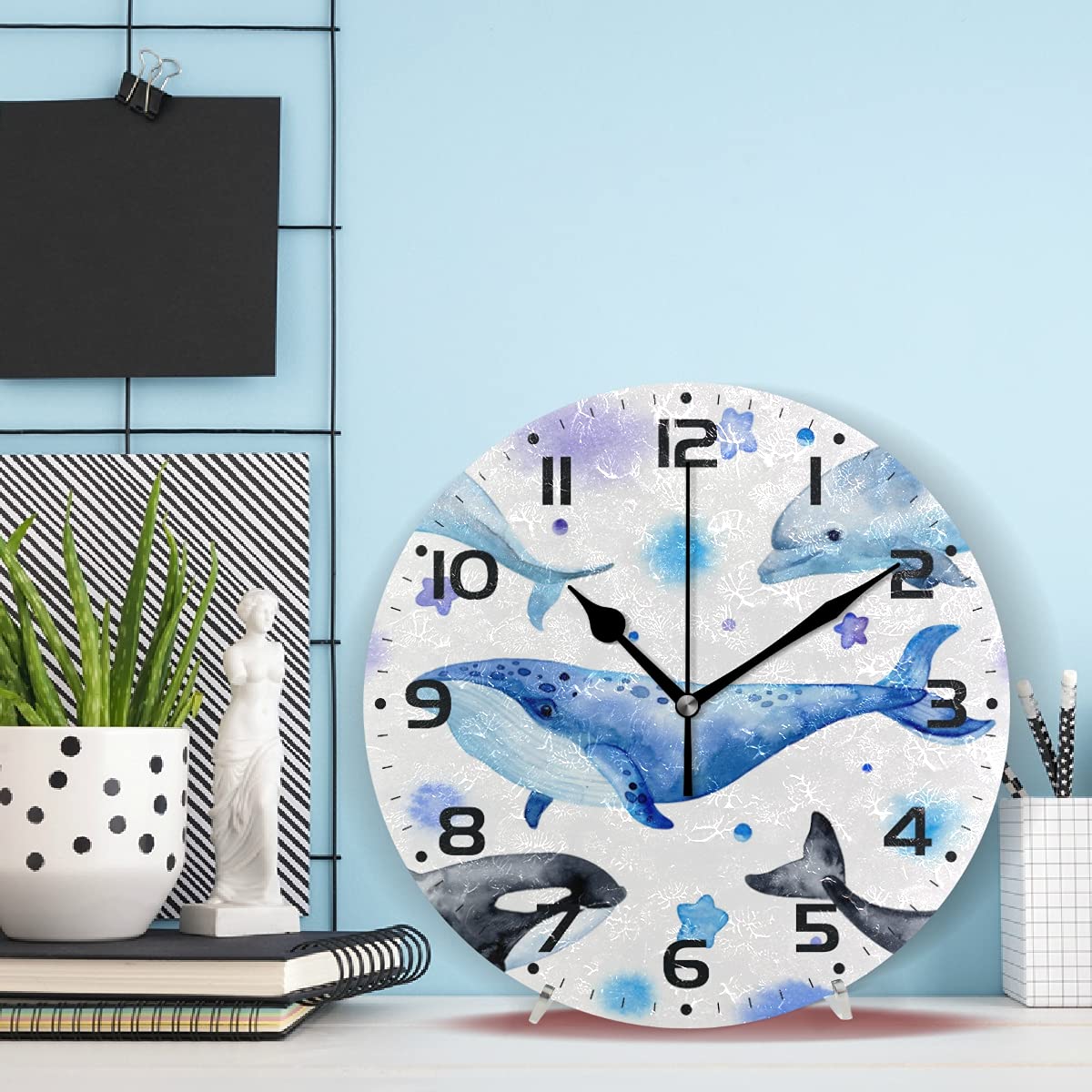 Amazon.co.jp: MiaoLD 掛け時計 置き時計 サイレント 連続秒針 鯨